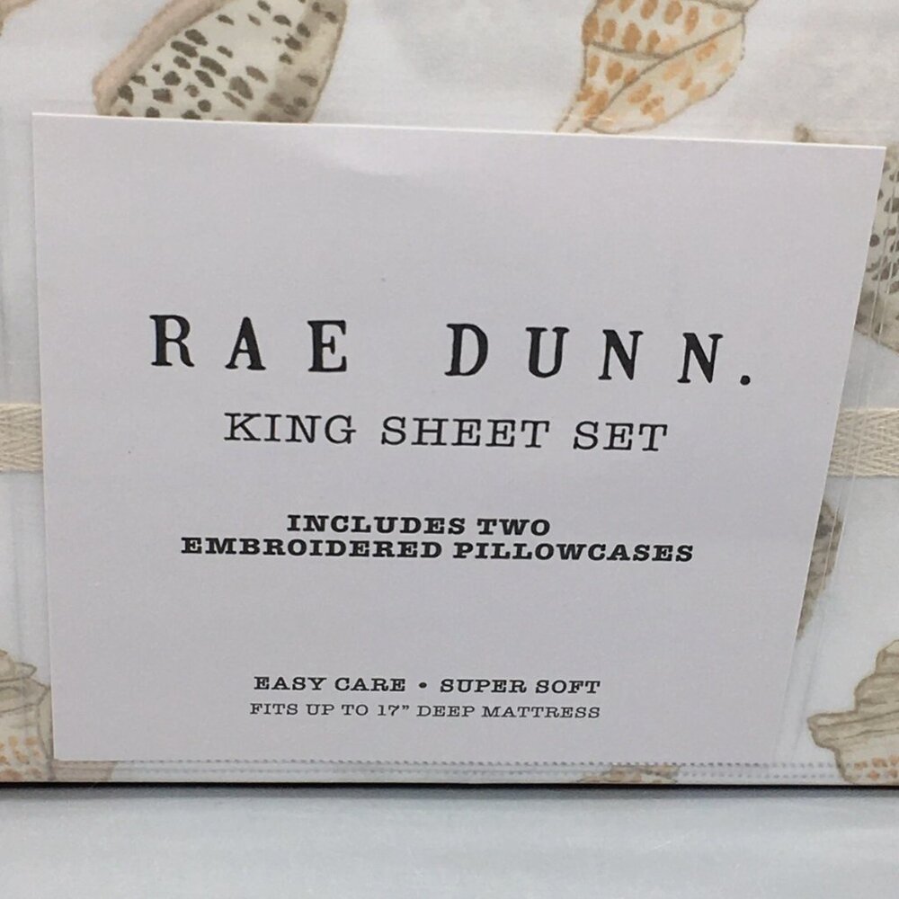 4pc Rae Dunn Seashell Ocean KING Sheet Set SLEEP Summer Beach Sea Shells NEW - Picture 4 of 6